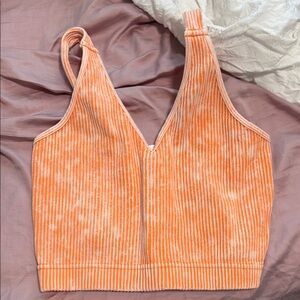 Zenana Outfitters Orange Ribbed Tank Top